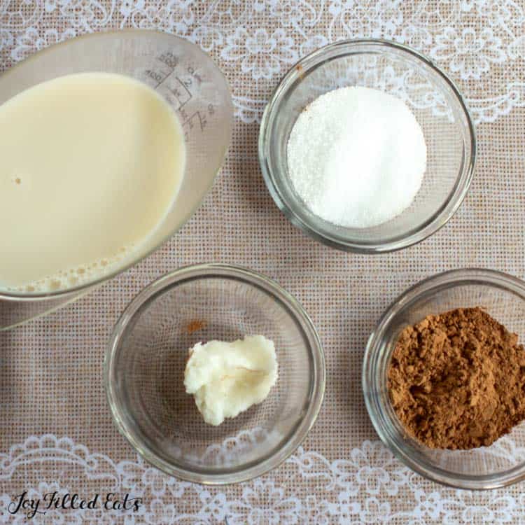 individual ingredients for healthy hot chocolate