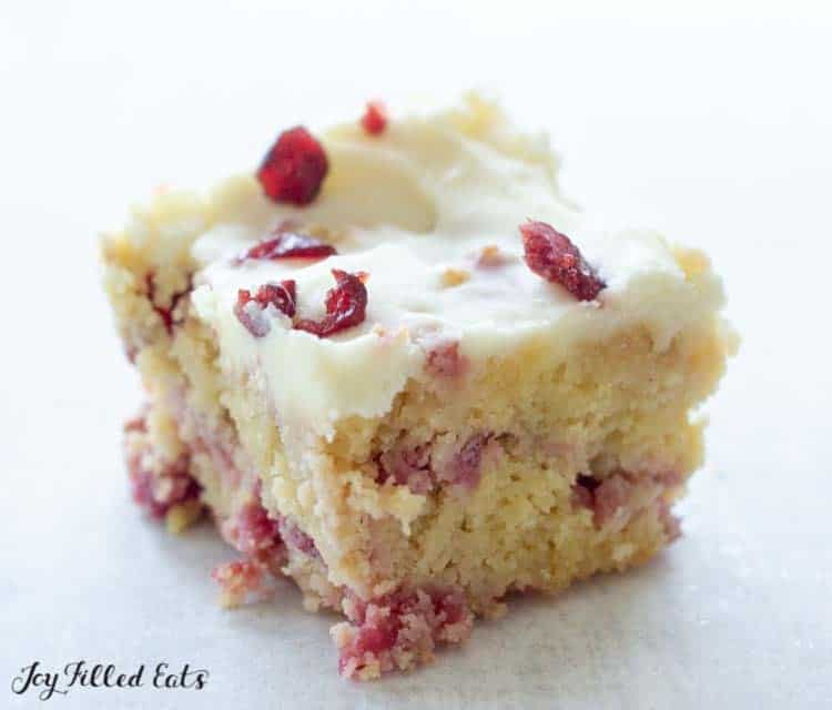 close up on one cranberry bliss bar
