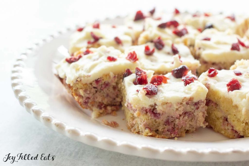 plate of cranberry bliss bars