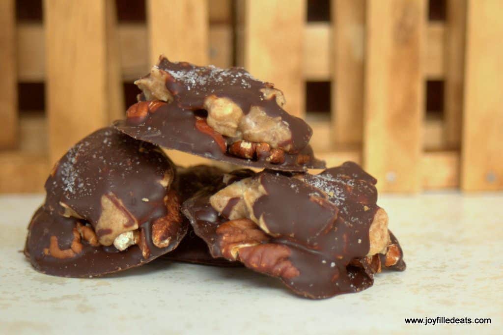 pile of three toasted coconut toffee pecan turtle candy