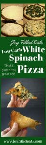 pinterest image for low carb white spinach pizza