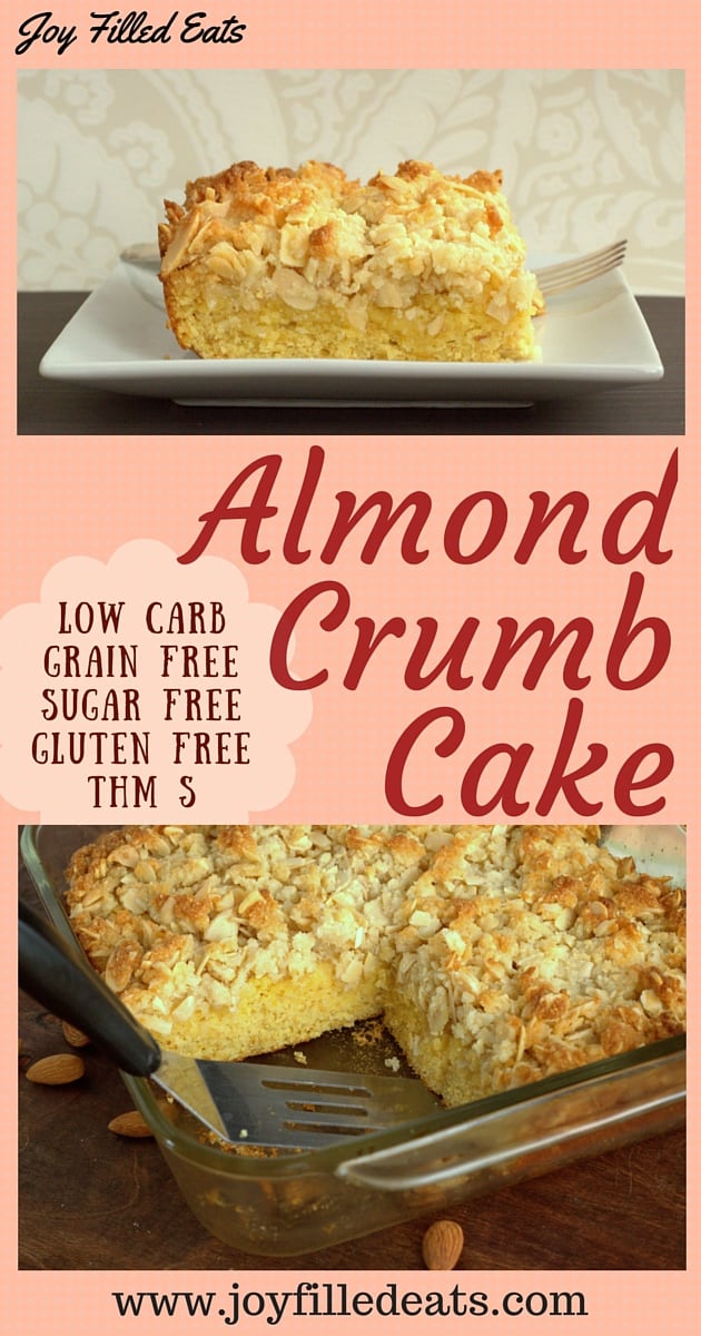 pinterest image for low carb almond crumb cake
