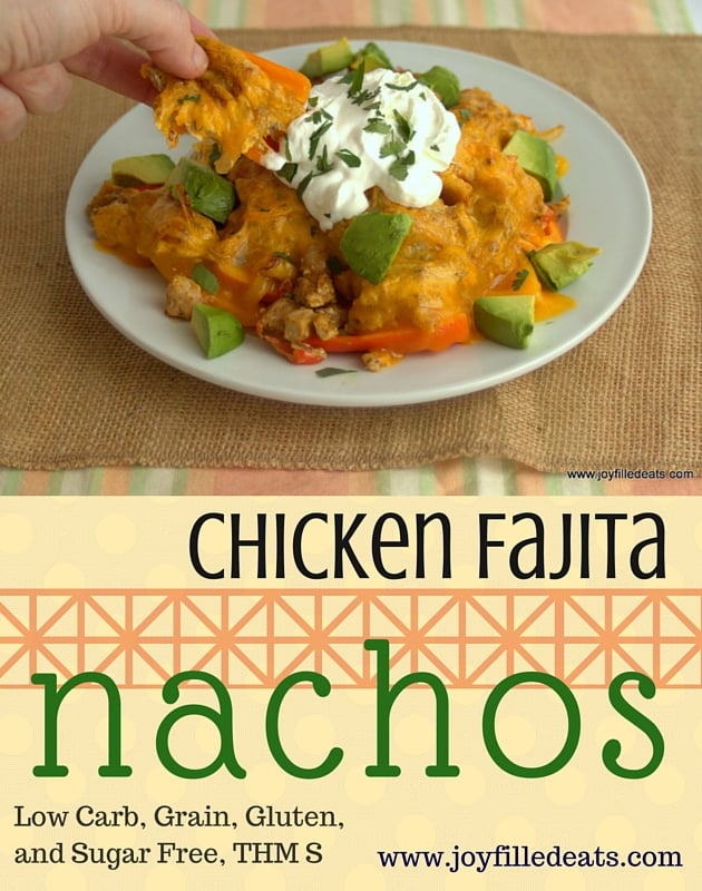 pinterest image for low carb chicken fajita nachos