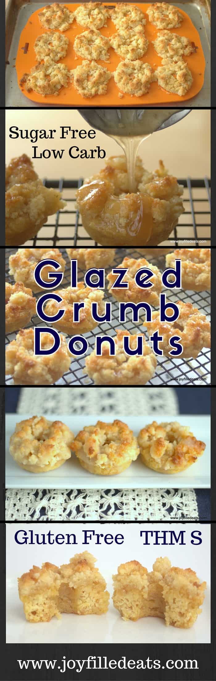 pinterest image for keto glazed crumb donuts