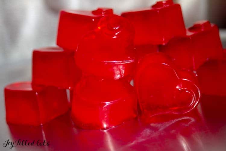 close up on pile of homemade red hot cinnamon gummies