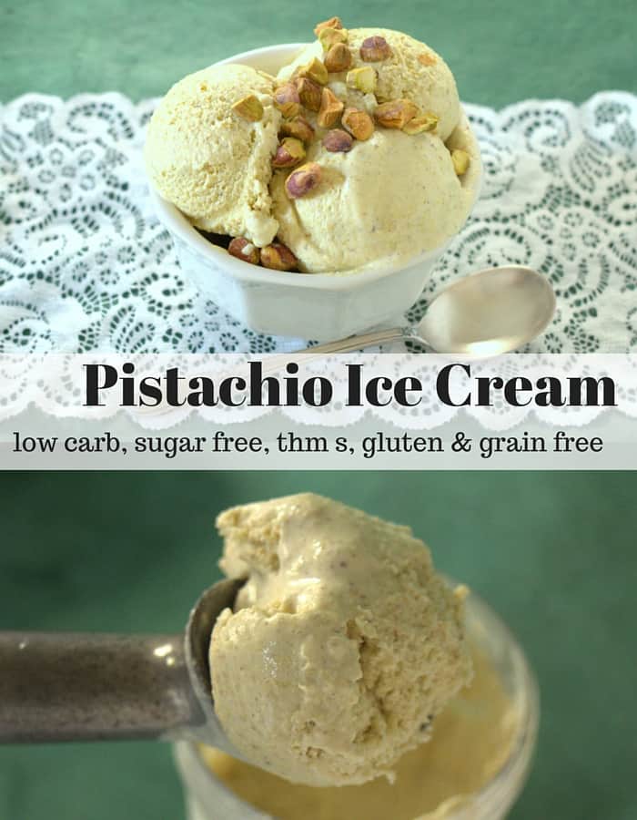 pinterest image for sugar free pistachio ice cream
