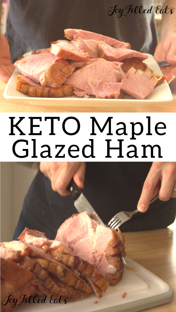 pinterest image for keto maple glazed ham