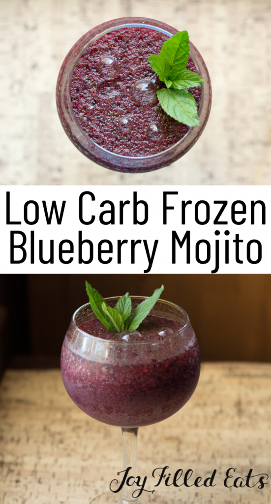pinterest image for frozen blueberry mojito