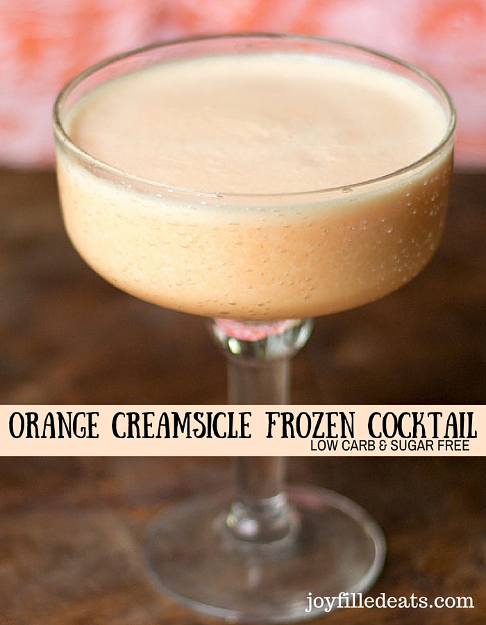 Low Carb Orange Creamsicle Frozen Cocktail or Mocktail. This tastes just like an Orange Creamsicle pop! It is cool and refreshing. Low Carb & Sugar Free.