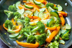 skillet with vegetables