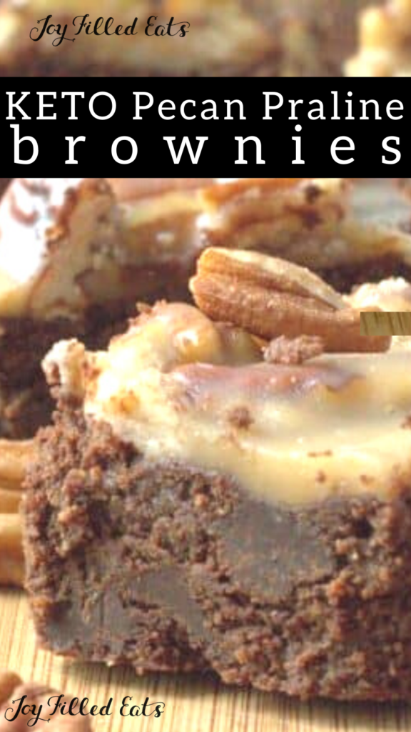 pinterest image for pecan praline brownies