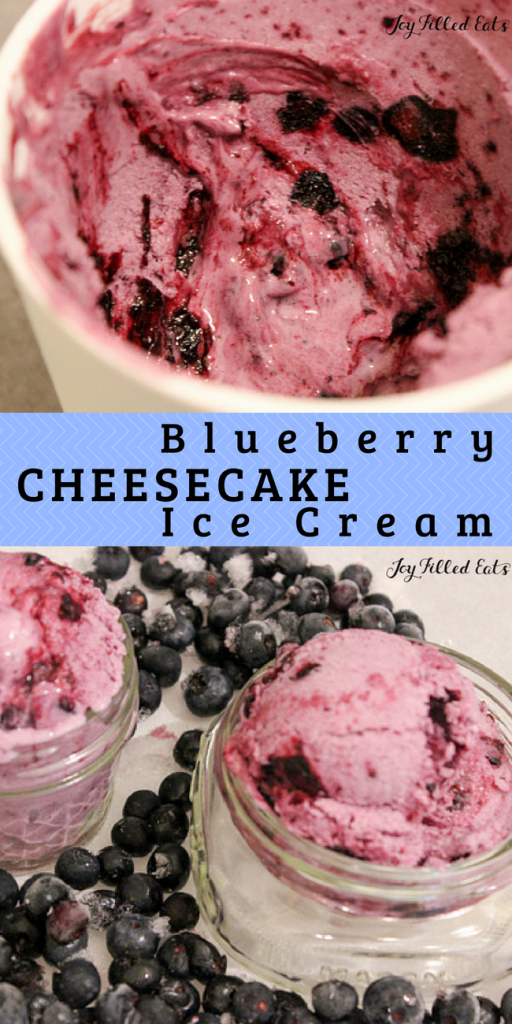 pinterest image for blueberry cheesecake ice cream