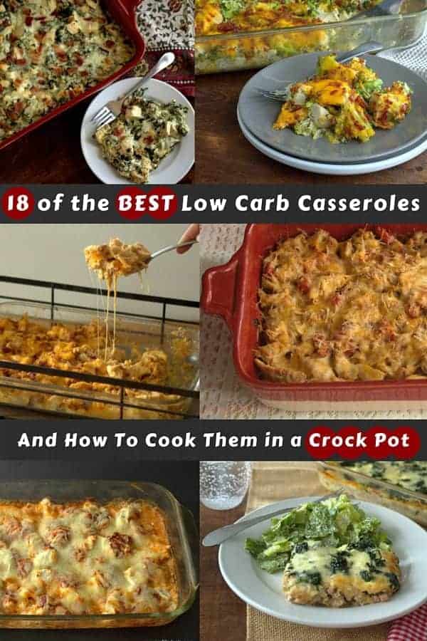 pinterest image for 18 low carb casseroles