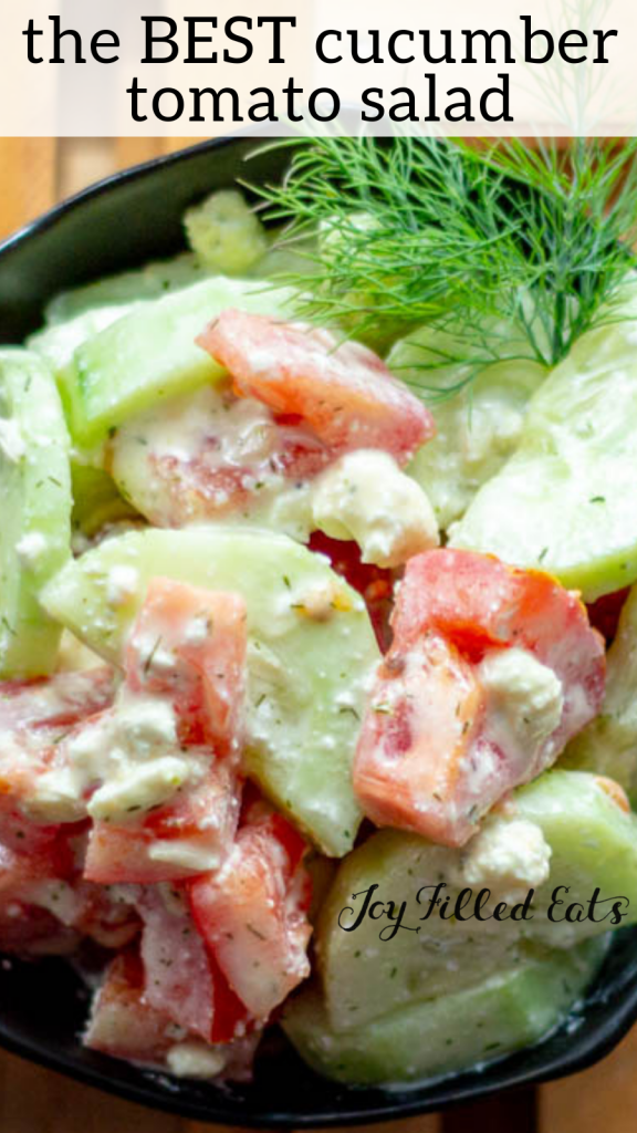 pinterest image for low carb cucumber and tomato salad