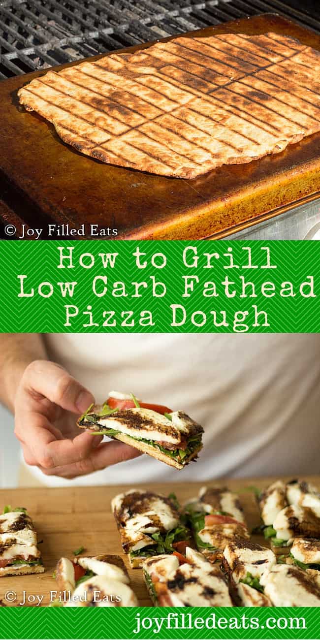 pinterest image for how to grill fathead low carb pizza dough