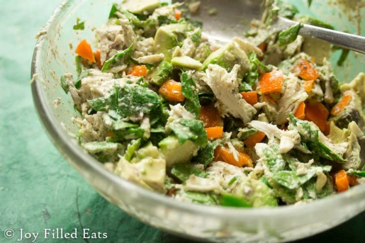 large bowl full of cilantro lime chicken salad