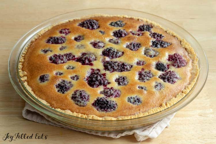 custard plate with blackberries in pie plate
