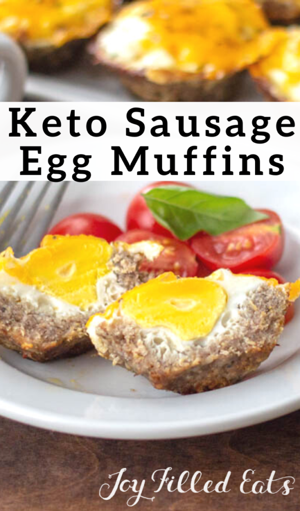 pinterest image for keto sausage egg muffins