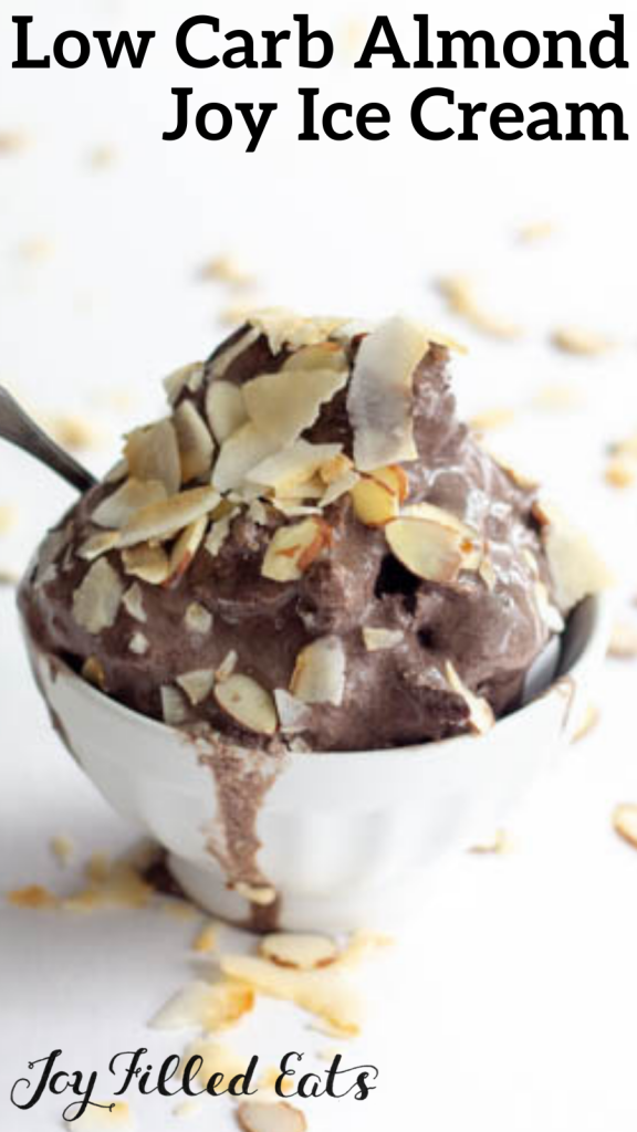 pinterest image for low carb almond joy ice cream