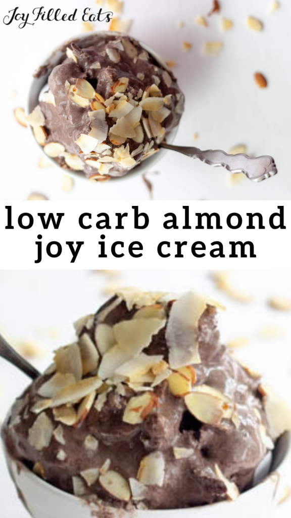 pinterest image for low carb almond joy ice cream