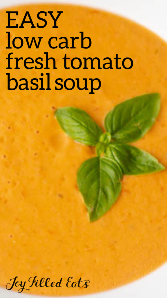 pinterest image for 5 ingredient tomato basil soup