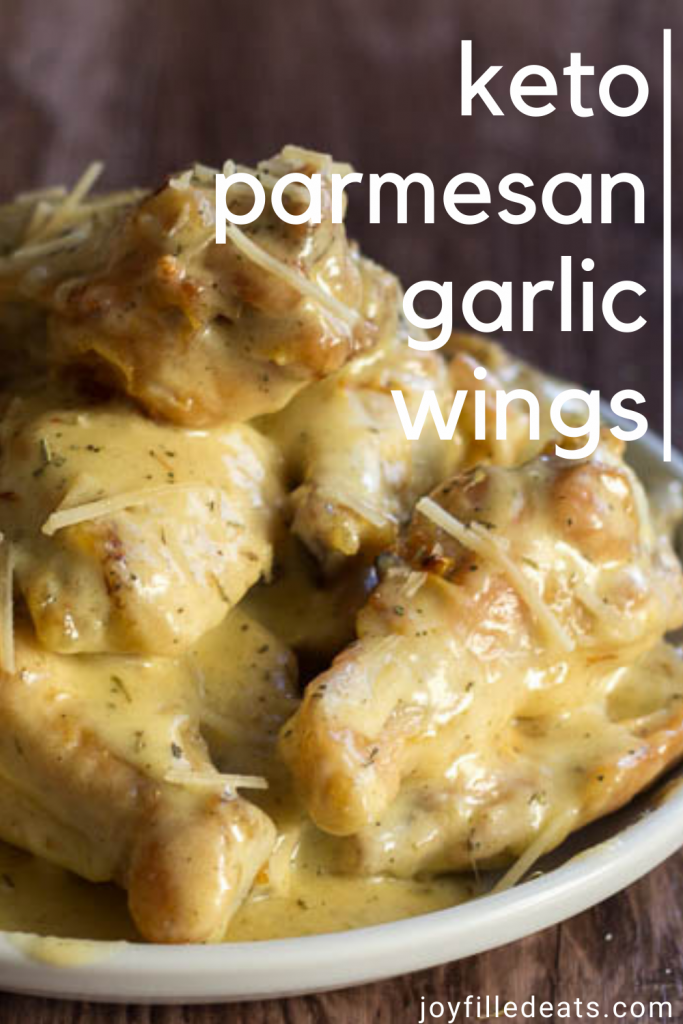 pinterest image for keto garlic parmesan wings