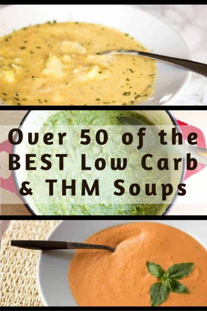 pinterest image for over 50 low carb soups