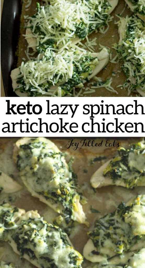 pinterest image for lazy spinach artichoke chicken breasts