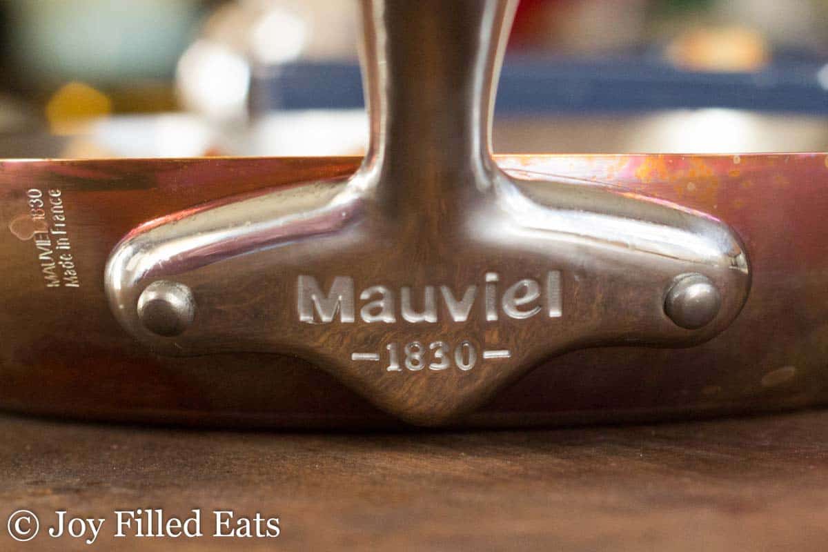 Mauviel pan handle close up