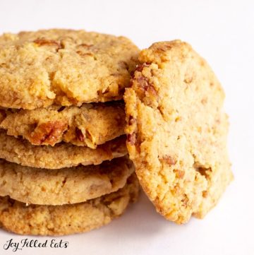 Butter Pecan Cookies stacked up with one on its side
