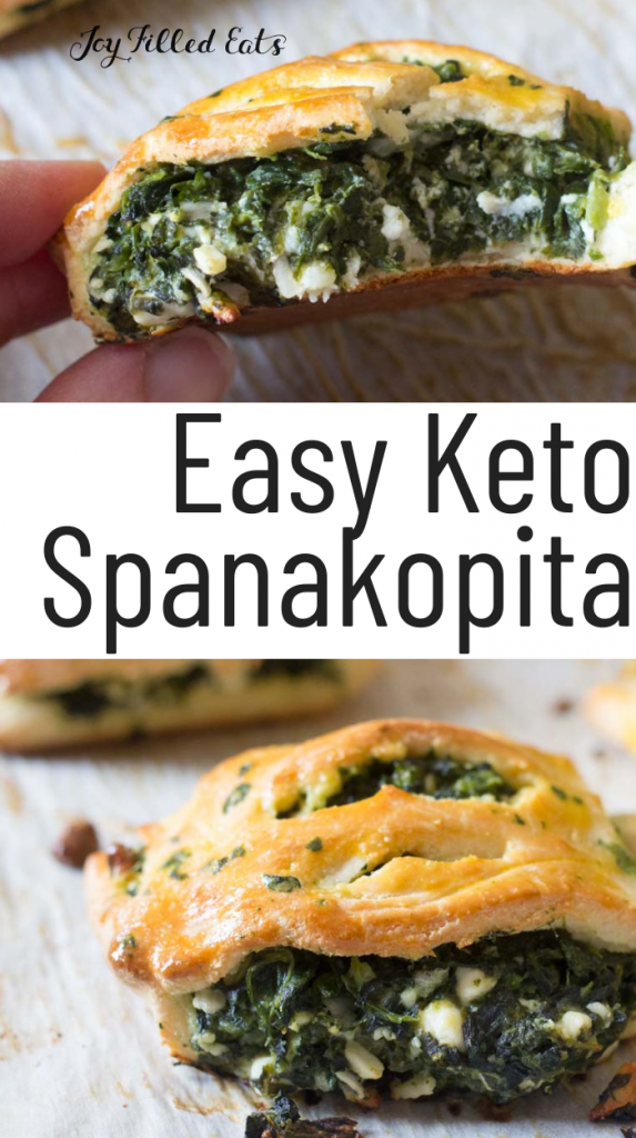 pinterest image for keto spinach & feta pastries