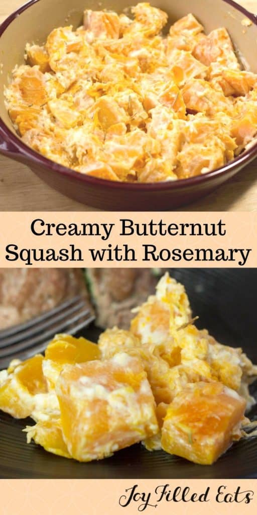 pinterest image for creamy butternut squash with rosemary