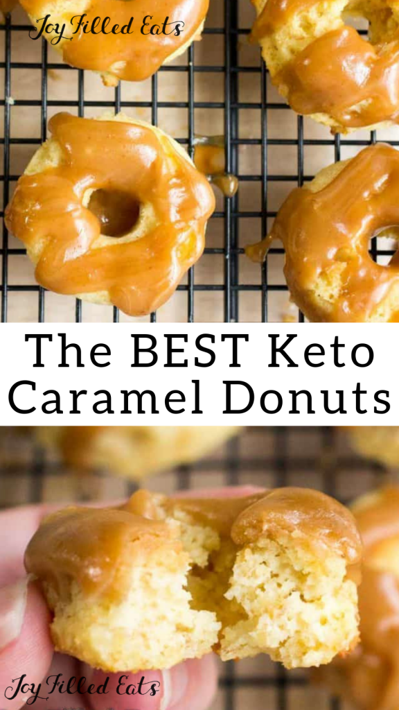 pinterest image for mini brown butter caramel donuts