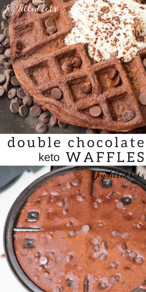 pinterest image for keto double chocolate waffles