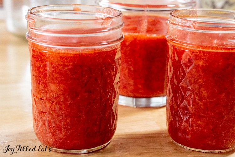 Jars of sugar free strawberry jam