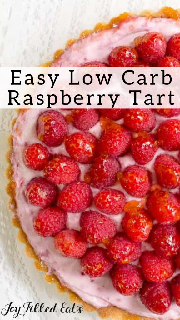 pinterest image for low carb raspberry mousse tart