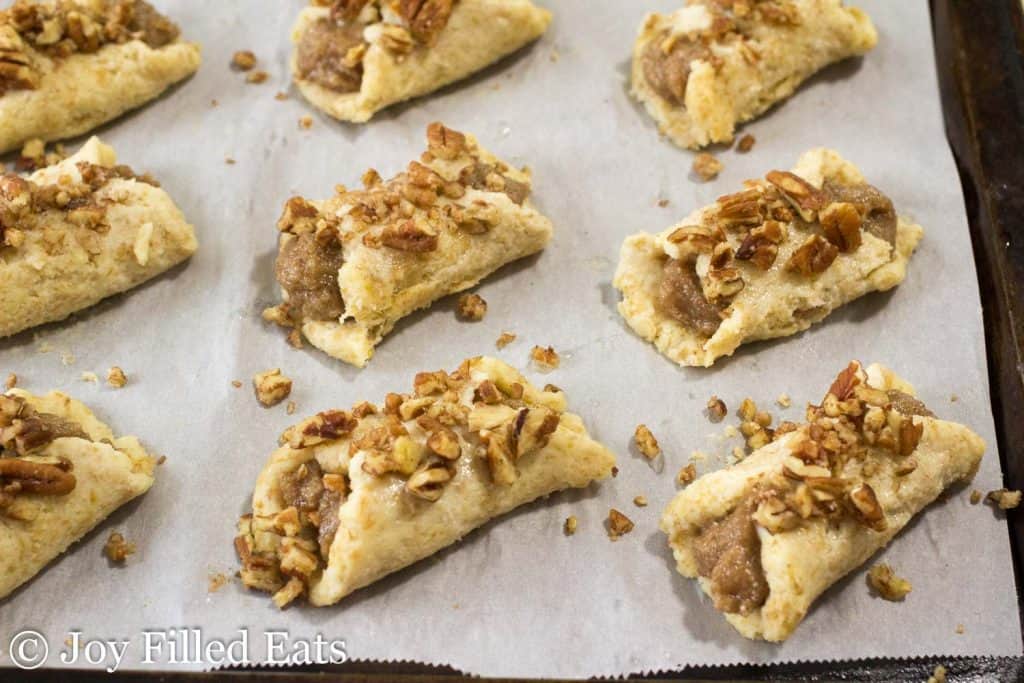 close up on Pecan Danishes before baking