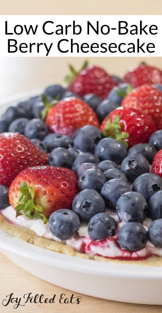 pinterest image for no bake berry cheesecake
