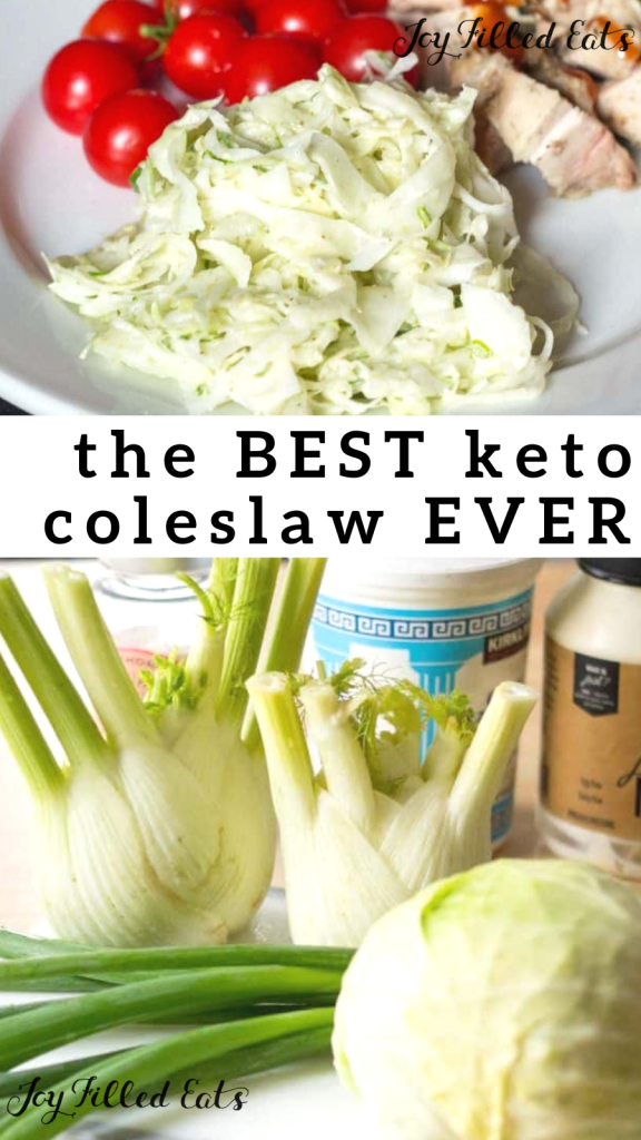 pinterest image for keto coleslaw