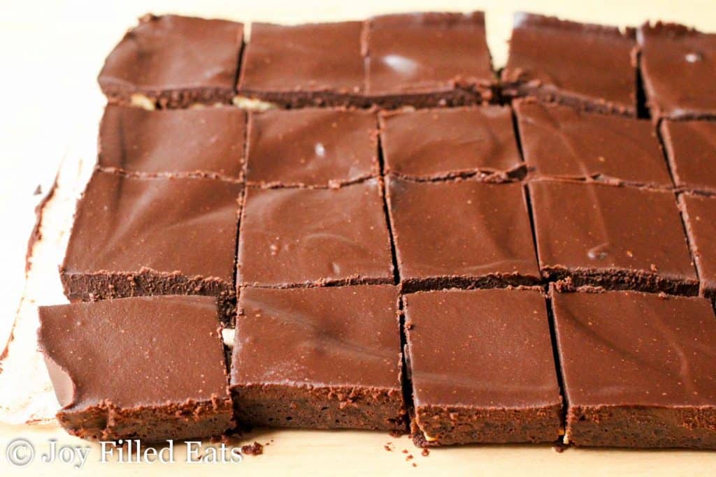 homemade Little Debbie Fudge Brownies cut into squares