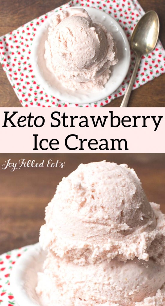 pinterest image for Keto Strawberry Ice Cream