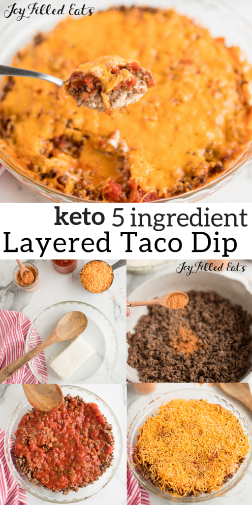 pinterest image for 5 ingredient keto layered taco dip