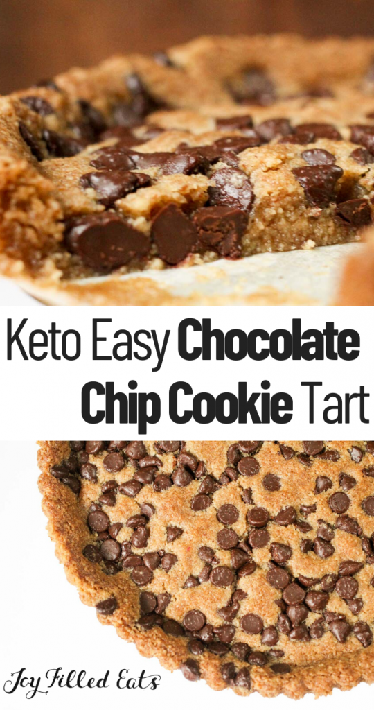 pinterest image for keto chocolate chip cookie tart
