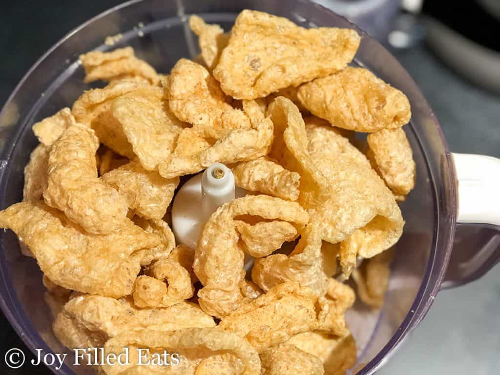 whole pork rinds in a food processor