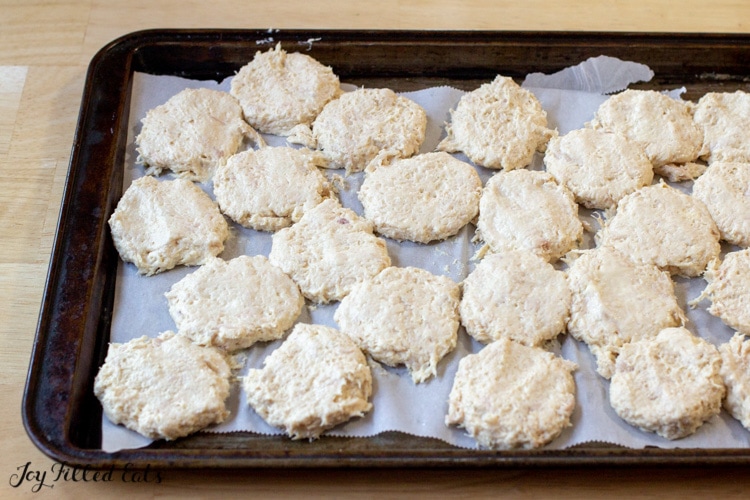 nuggets lined on a sheet pan prior to baking