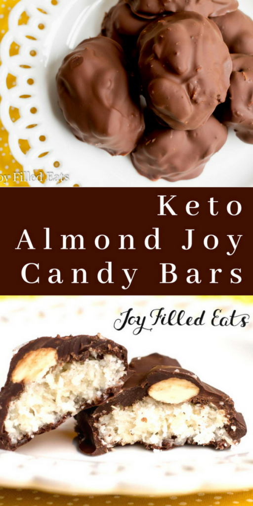 pinterest image for keto almond joy candy bars