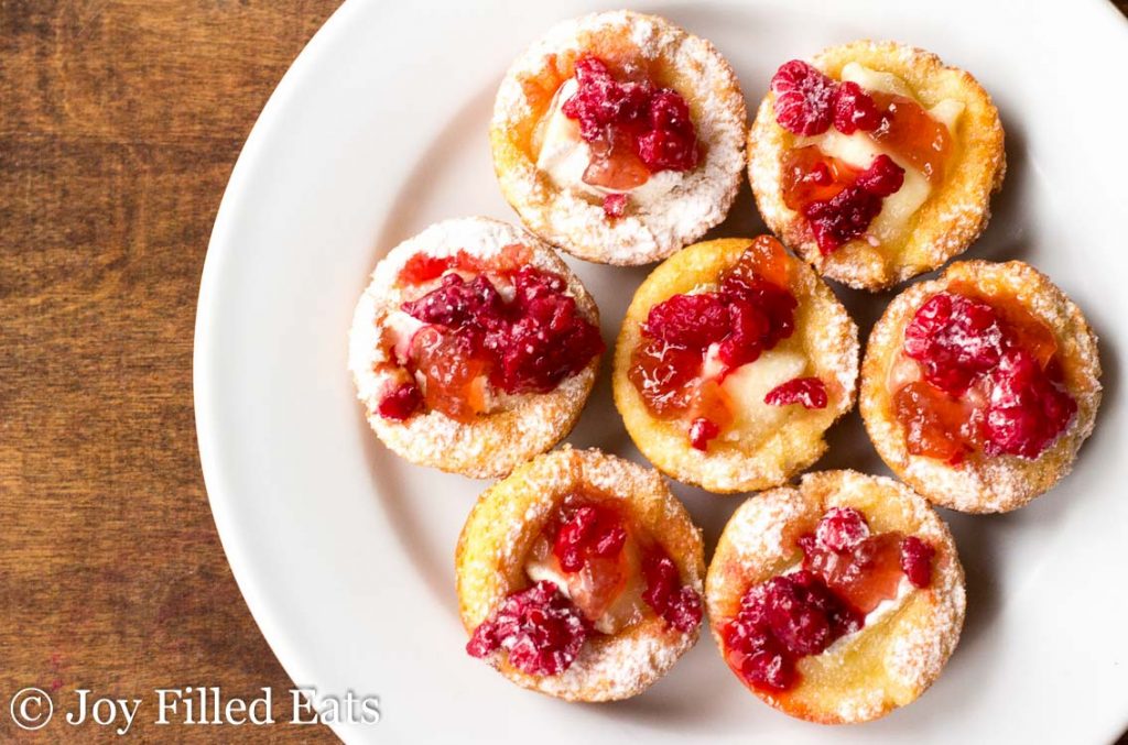 plate of Raspberry Brie Appetizer Bites from above