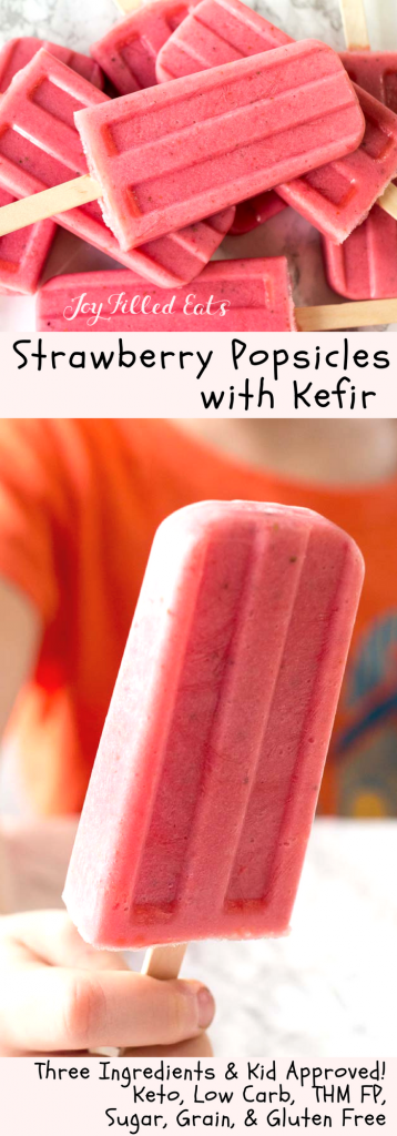 pinterest image for strawberry popsicles with Kefir