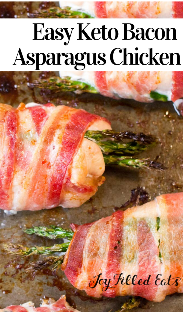 pinterest image for keto asparagus stuffed chicken with bacon