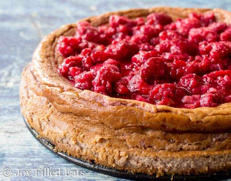close up of raspberry cheesecake